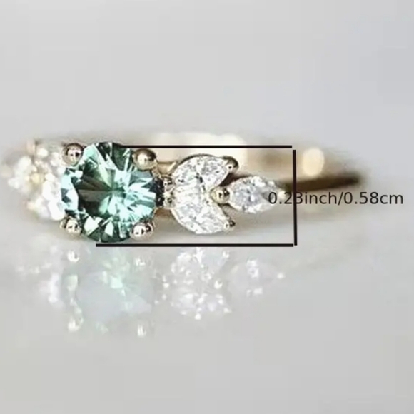 18K GOLD ROUND CUT GREEN PERIDOT ZIRCONIA RING SIZE 9 NWT - Picture 4 of 6